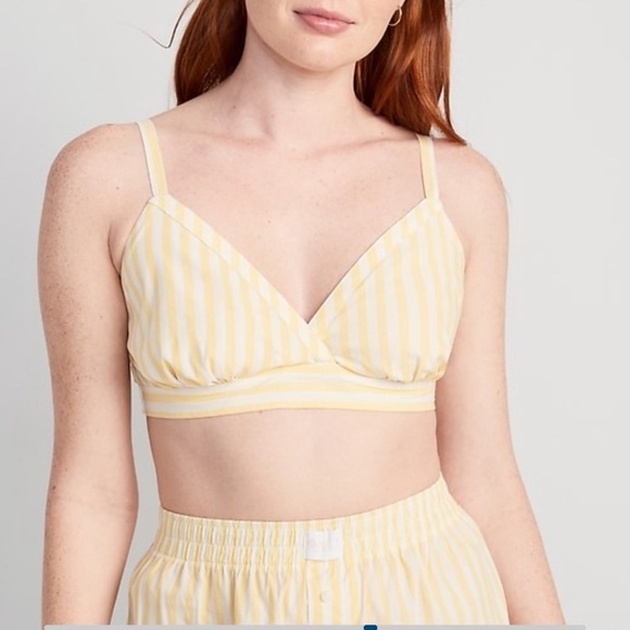 OLD NAVY Matching Printed Smocked Bralette Top in Yellow Stripe - Picture 12 of 13